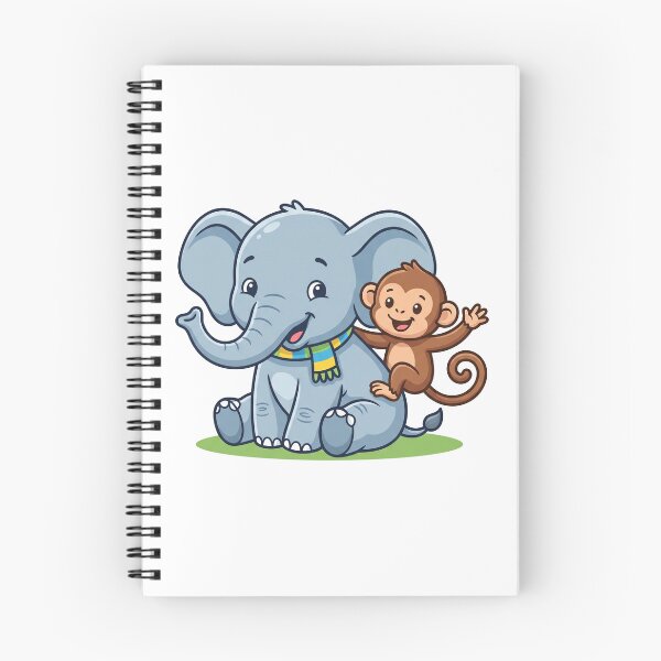 Item preview, Cute Elephant and Monkey Best Friends - Kawaii Jungle Pals Vector designed and sold by KaleeDesigns.