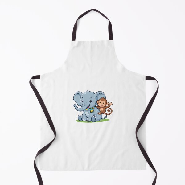 Item preview, Cute Elephant and Monkey Best Friends - Kawaii Jungle Pals Vector designed and sold by KaleeDesigns.