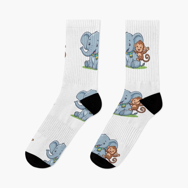 Item preview, Cute Elephant and Monkey Best Friends - Kawaii Jungle Pals Vector designed and sold by KaleeDesigns.