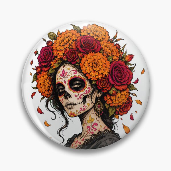 Item preview, La Catrina Marigold Rose Crown Tattoo Muertos Heritage designed and sold by chattsuede.