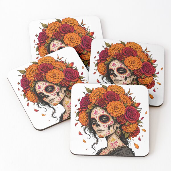 Item preview, La Catrina Marigold Rose Crown Tattoo Muertos Heritage designed and sold by chattsuede.