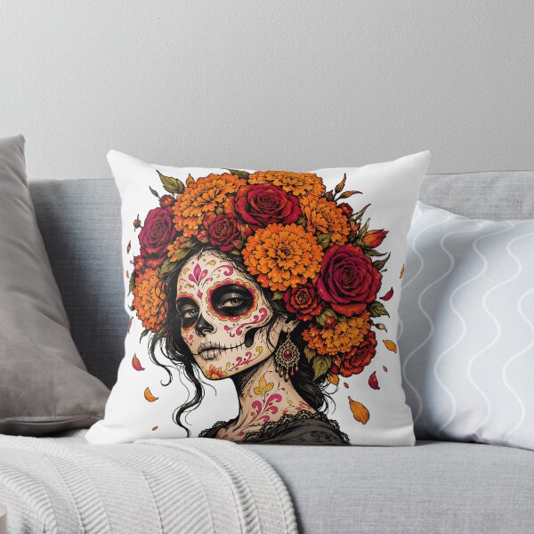 Item preview, La Catrina Marigold Rose Crown Tattoo Muertos Heritage designed and sold by chattsuede.