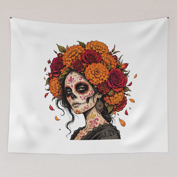 Item preview, La Catrina Marigold Rose Crown Tattoo Muertos Heritage designed and sold by chattsuede.