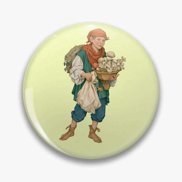 Item preview, Mushroom picker boy with basket and hiking bag vintage designed and sold by Mauswohn.