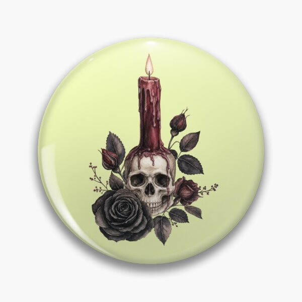 Item preview, Gothic skull candle with dark roses designed and sold by Mauswohn.