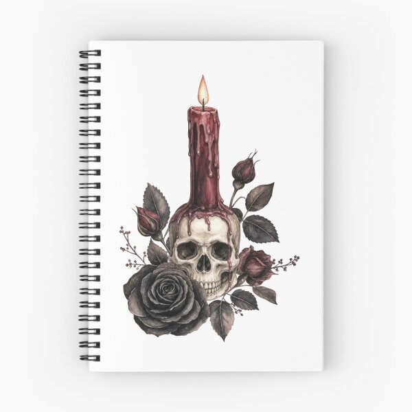 Item preview, Gothic skull candle with dark roses designed and sold by Mauswohn.