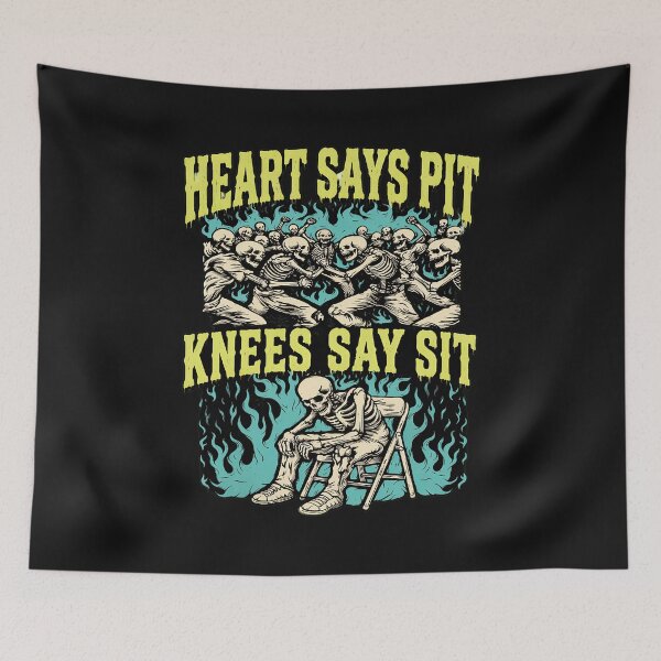 Item preview, Heart Says Pit Knees Say Sit Skeleton Flames designed and sold by Christinenney.