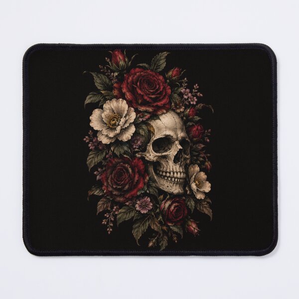 Item preview, Dark Vintage Skull and Roses – Gothic Floral Retro Tattoo Art designed and sold by Lyannaadesign.