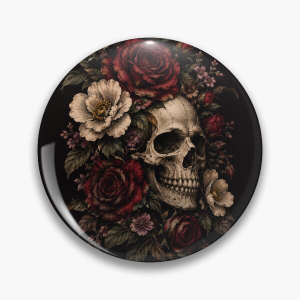 Item preview, Dark Vintage Skull and Roses – Gothic Floral Retro Tattoo Art designed and sold by Lyannaadesign.