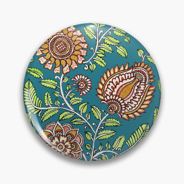 Item preview, Teal and Gold Kalamkari designed and sold by with-anugraha.