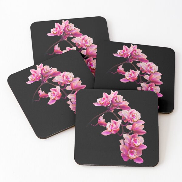 Item preview, Exquisite Elegant Pink Cymbidium Orchid Cascade on Black Shapes Mania designed and sold by Shapes-Mania.
