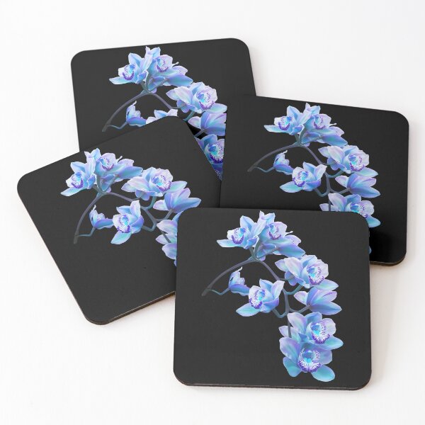 Item preview, Exquisite Elegant Blue Cymbidium Orchid Cascade on Black Shapes Mania designed and sold by Shapes-Mania.