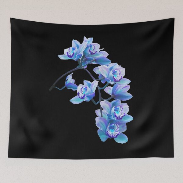 Item preview, Exquisite Elegant Blue Cymbidium Orchid Cascade on Black Shapes Mania designed and sold by Shapes-Mania.