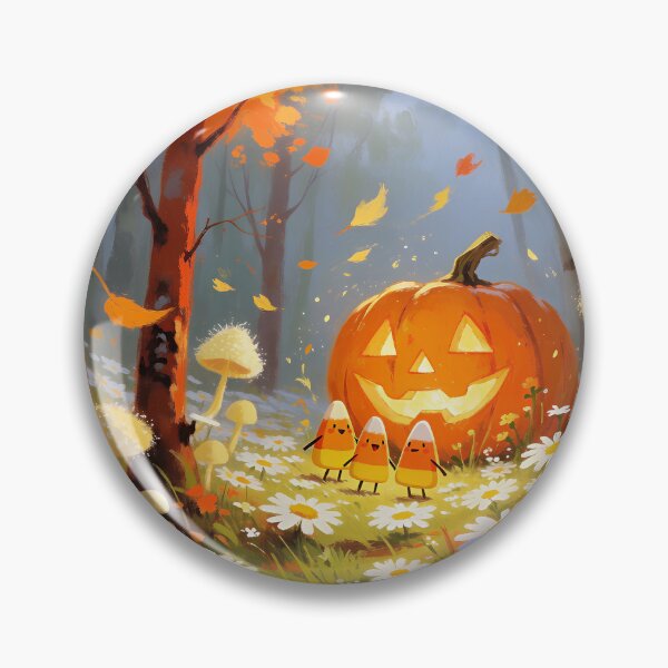 Item preview, Whimsical Halloween Pumpkin Forest with Candy Corn and Mushrooms designed and sold by cr6zym1nd.
