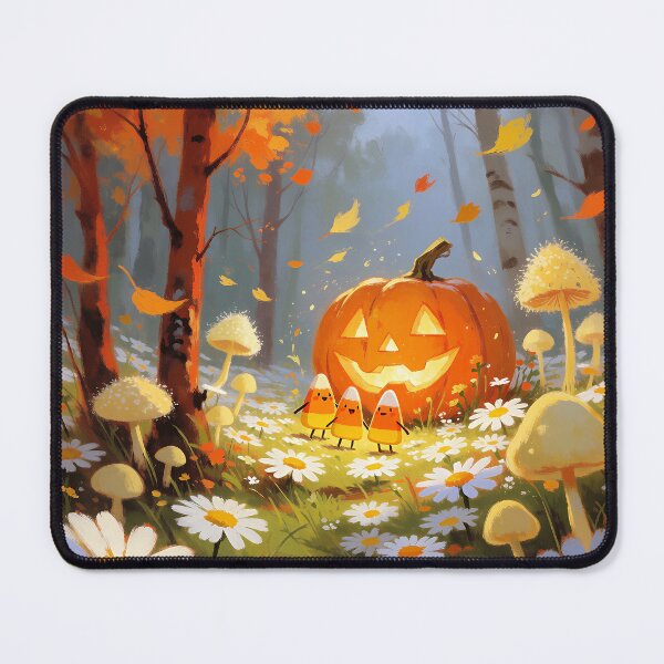 Item preview, Whimsical Halloween Pumpkin Forest with Candy Corn and Mushrooms designed and sold by cr6zym1nd.