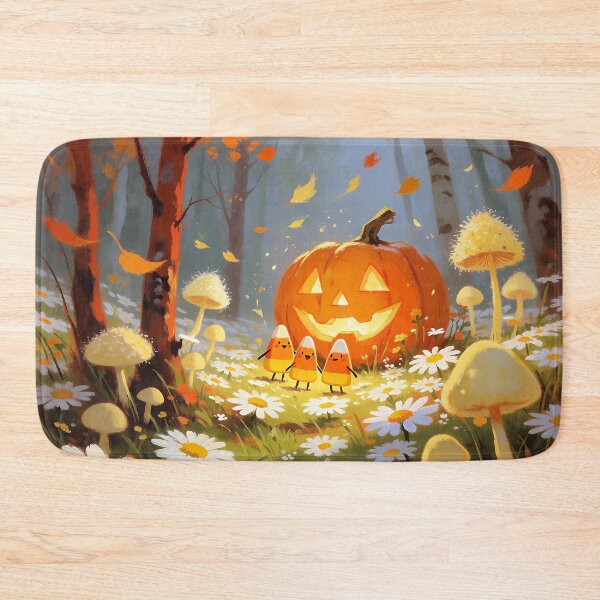 Item preview, Whimsical Halloween Pumpkin Forest with Candy Corn and Mushrooms designed and sold by cr6zym1nd.