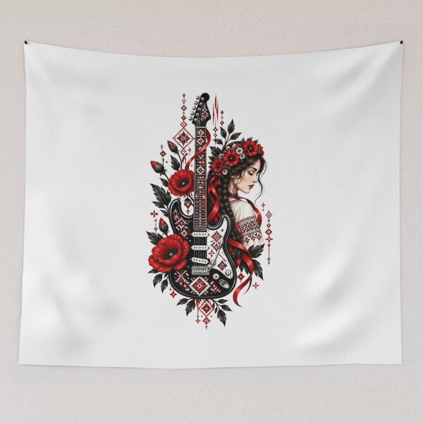 Item preview, Embroidered Rock – Folk Guitar & Poppy Girl designed and sold by zer0o08.