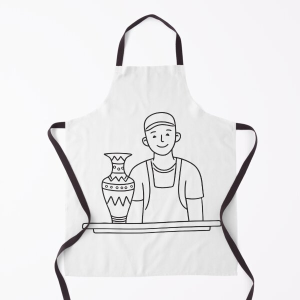 Item preview, Doodle illustration of a vendor showing a handmade vase on a table designed and sold by rasagamastore.