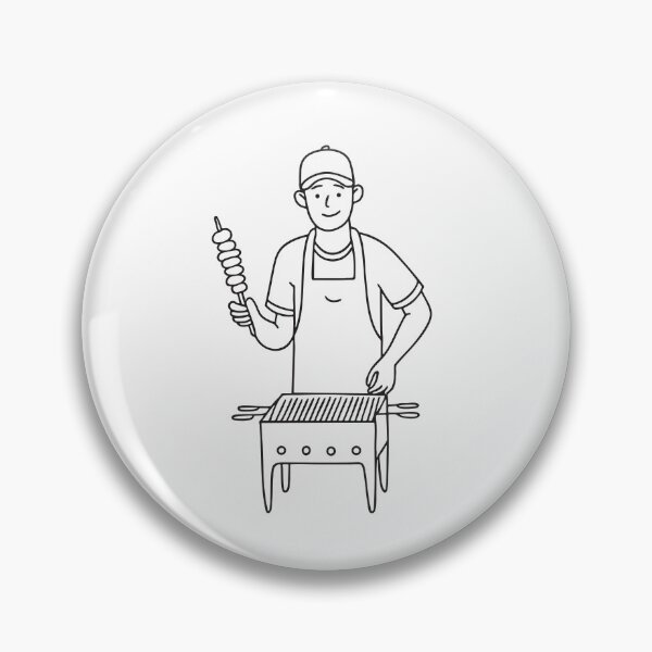 Item preview, Doodle illustration of a vendor grilling skewers over a charcoal stove designed and sold by rasagamastore.