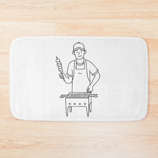 Item preview, Doodle illustration of a vendor grilling skewers over a charcoal stove designed and sold by rasagamastore.