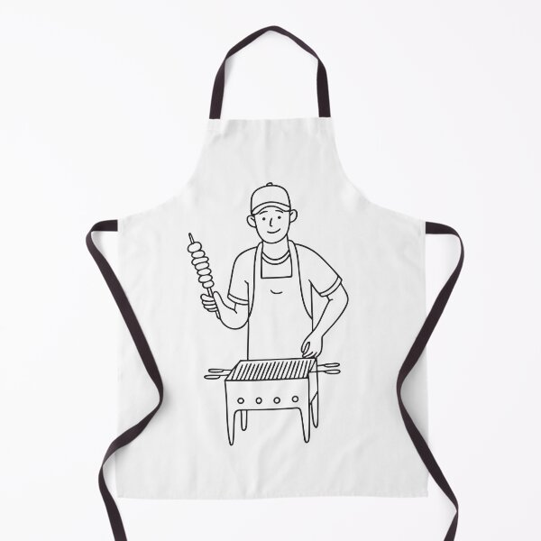 Item preview, Doodle illustration of a vendor grilling skewers over a charcoal stove designed and sold by rasagamastore.