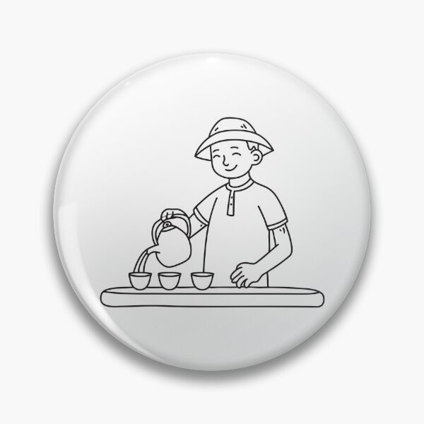 Item preview, Doodle illustration of a vendor filling small cups with tea designed and sold by rasagamastore.