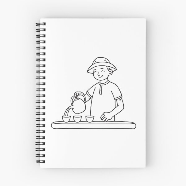 Item preview, Doodle illustration of a vendor filling small cups with tea designed and sold by rasagamastore.
