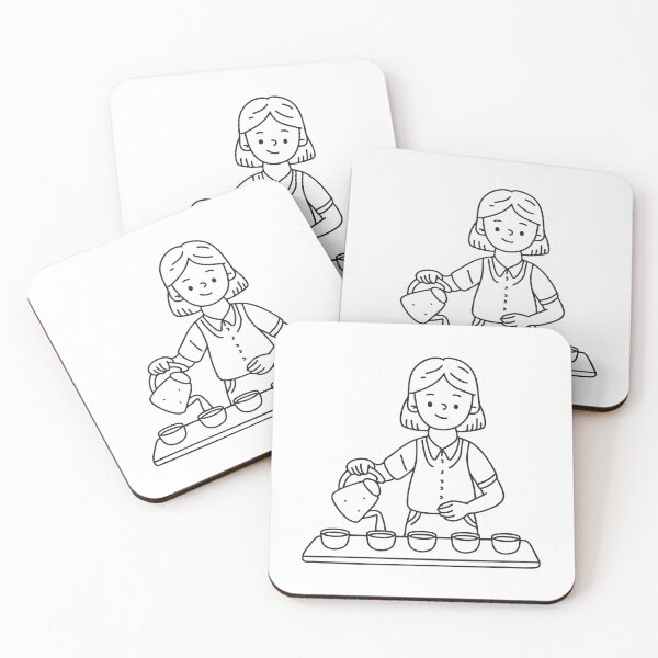 Item preview, Doodle illustration of a vendor serving tea into small cups designed and sold by rasagamastore.