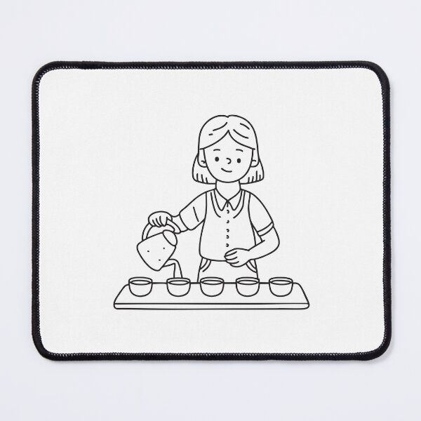 Item preview, Doodle illustration of a vendor serving tea into small cups designed and sold by rasagamastore.