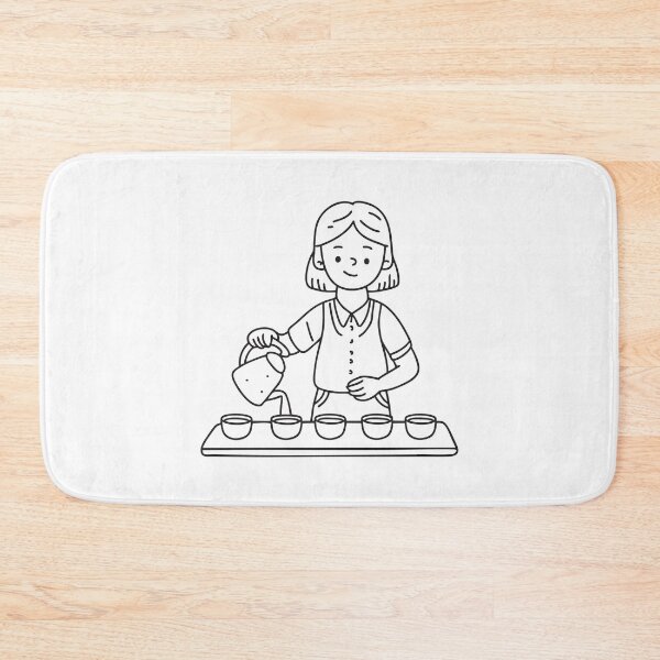 Item preview, Doodle illustration of a vendor serving tea into small cups designed and sold by rasagamastore.