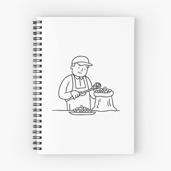 Item preview, Doodle illustration of a vendor scooping roasted nuts into a paper bag designed and sold by rasagamastore.
