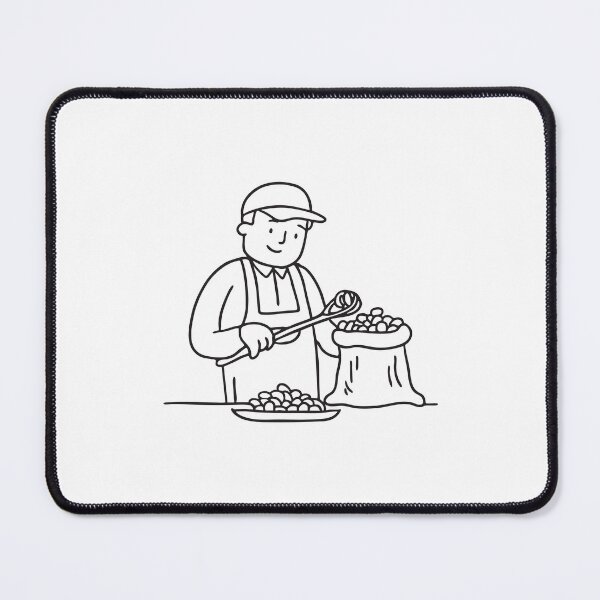 Item preview, Doodle illustration of a vendor scooping roasted nuts into a paper bag designed and sold by rasagamastore.