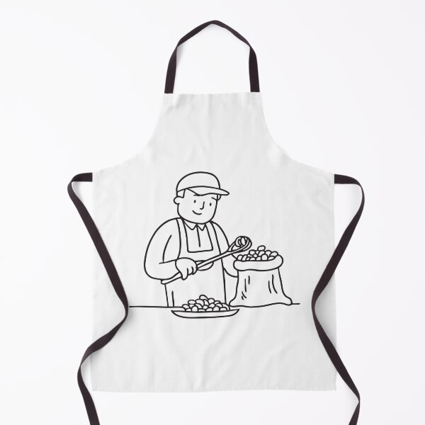 Item preview, Doodle illustration of a vendor scooping roasted nuts into a paper bag designed and sold by rasagamastore.