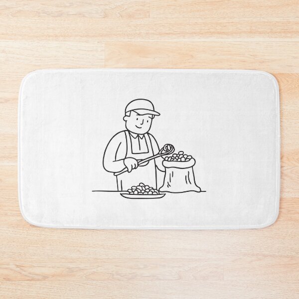 Item preview, Doodle illustration of a vendor scooping roasted nuts into a paper bag designed and sold by rasagamastore.