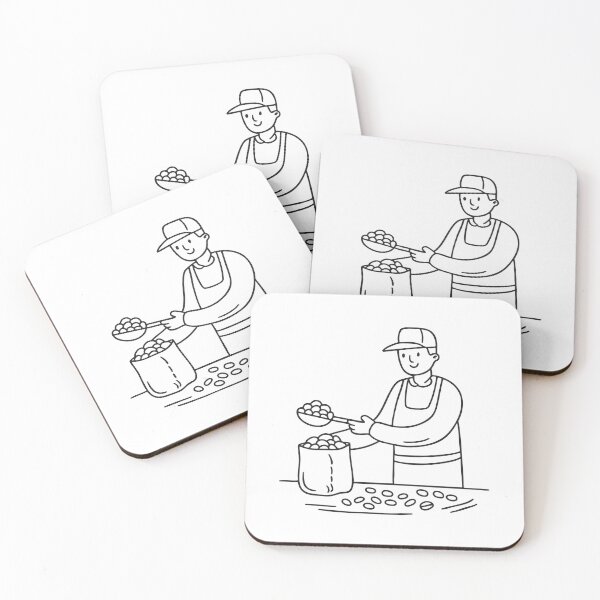 Item preview, Doodle illustration of a vendor filling a paper bag with roasted nuts designed and sold by rasagamastore.