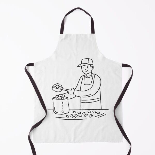 Item preview, Doodle illustration of a vendor filling a paper bag with roasted nuts designed and sold by rasagamastore.