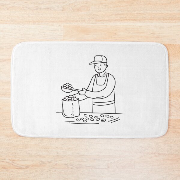 Item preview, Doodle illustration of a vendor filling a paper bag with roasted nuts designed and sold by rasagamastore.