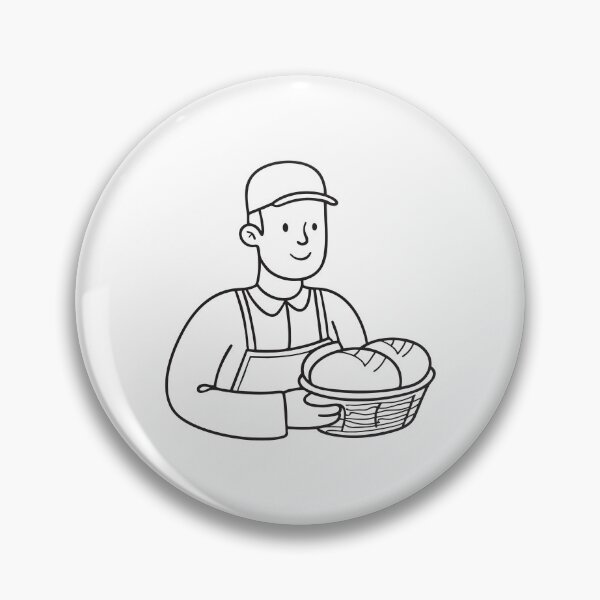 Item preview, Doodle illustration of a vendor stacking bread loaves in a basket designed and sold by rasagamastore.