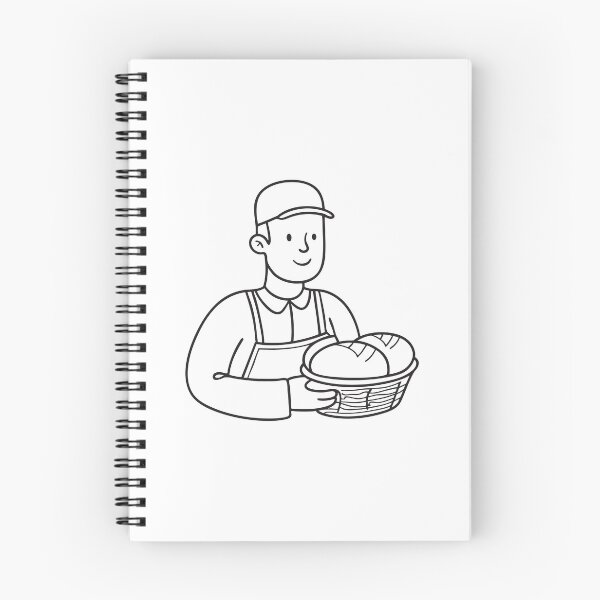 Item preview, Doodle illustration of a vendor stacking bread loaves in a basket designed and sold by rasagamastore.