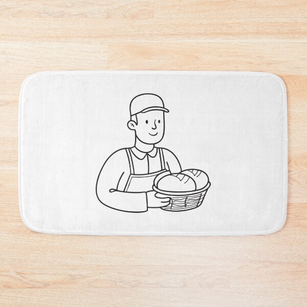 Item preview, Doodle illustration of a vendor stacking bread loaves in a basket designed and sold by rasagamastore.