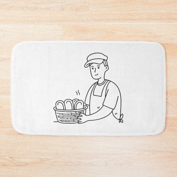 Item preview, Doodle illustration of a vendor arranging loaves of bread inside a basket designed and sold by rasagamastore.