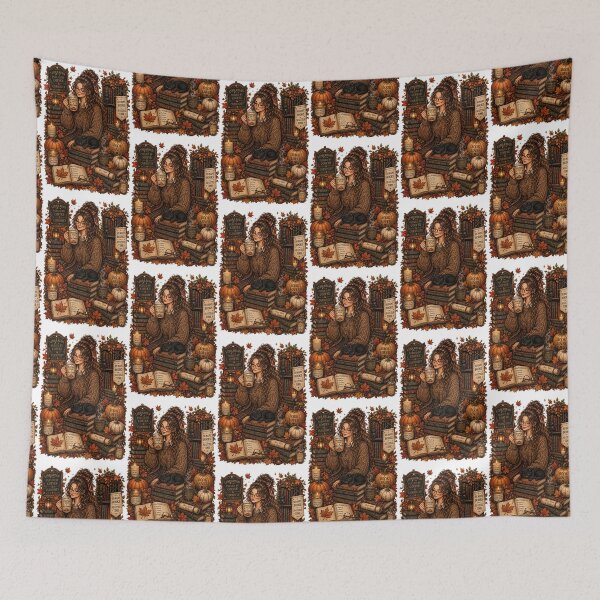 Item preview, Cozy Autumn Reading Woman Armchair Book Lover Fall Aesthetic designed and sold by FestivityFinds.