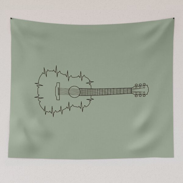 Item preview, Acoustic Guitar Heartbeat Line Art For Music Lovers designed and sold by ANJ Creative Designs.