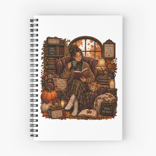 Item preview, Mental Wellness Self-Care Woman Reading Journal Cozy Autumn designed and sold by FestivityFinds.