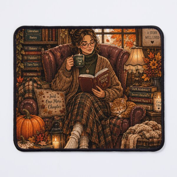Item preview, Mental Wellness Self-Care Woman Reading Journal Cozy Autumn designed and sold by FestivityFinds.