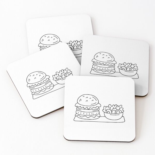 Item preview, Doodle illustration of a plate with burger and salad side by side designed and sold by rasagamastore.