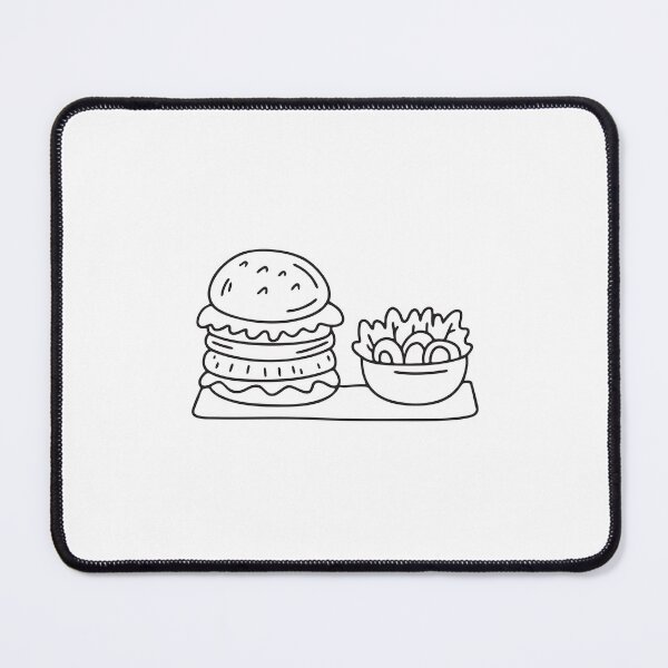 Item preview, Doodle illustration of a plate with burger and salad side by side designed and sold by rasagamastore.
