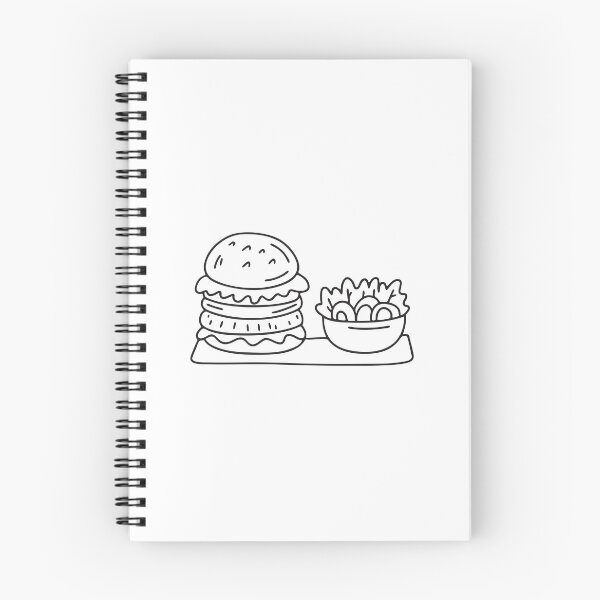 Item preview, Doodle illustration of a plate with burger and salad side by side designed and sold by rasagamastore.