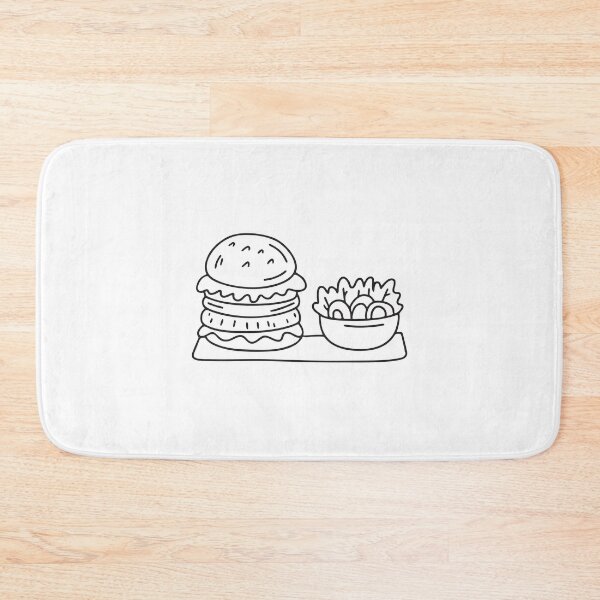 Item preview, Doodle illustration of a plate with burger and salad side by side designed and sold by rasagamastore.