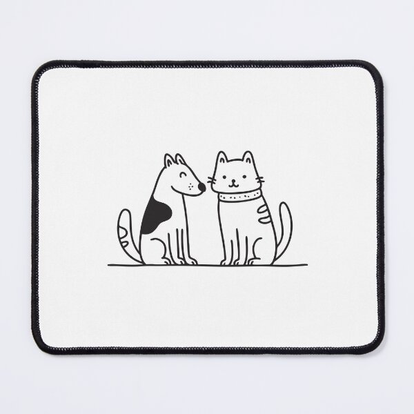 Item preview, Doodle illustration of a cat and a dog standing across from each other designed and sold by rasagamastore.